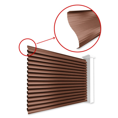 Секция забора жалюзи из ламелей еврожалюзи RAL8004 Терракотовый вид спереди