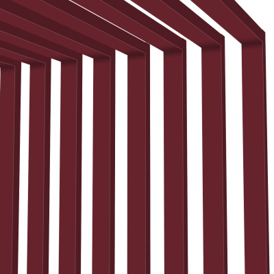 Декоративные рейки металлические RAL3005 Красное Вино двусторонний на стенах и потолке в сборе